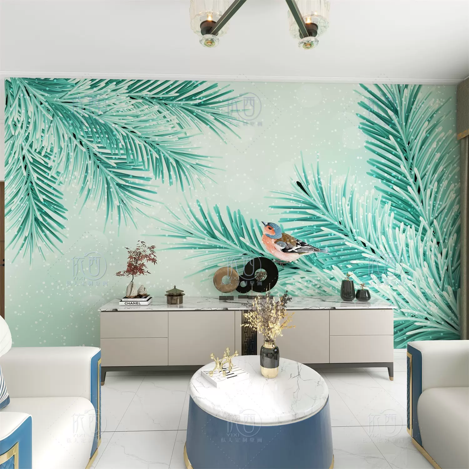 北欧手绘动物斑马电视沙发壁画背景无纺墙布3d无缝5d