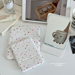 ins Cute Girly Heart Star Makeup Folding Mirror Dormitory Portable Small Mirror Office Desktop Standable Vanity Mirror
