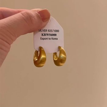 
Second-hand golden brushed C-shaped geometric earrings 2025 new