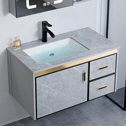 Bathroom Washbasin Cabinet Combination Space Aluminum Bathroom Cabinet Integrated Ceramic Small Apartment Washbasin Home Washbasin