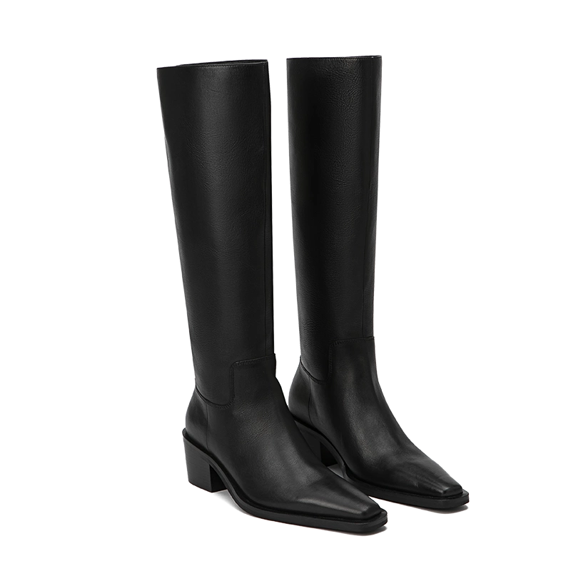 HIDEMI 牛漆皮/牛皮方尖头擦色做旧感女鞋中跟