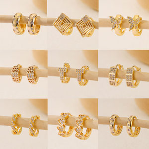 
Cross-border selection of new fashion jewelry Zircon copper gold-plated earrings Jewelry Women's popular multi-style earring earrings