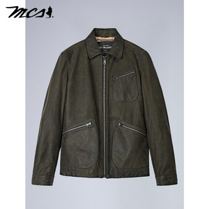 
MCS men's clothing originated from Marlboro polished cowhide 91B work leather jacket in autumn classic tough guy slim leather jacket