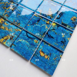 Blue Crystal Glass Hand-Painted Mosaic Tile Tv Background Wall Restaurant Bar Water Fish Pond Landscape Pool Decoration