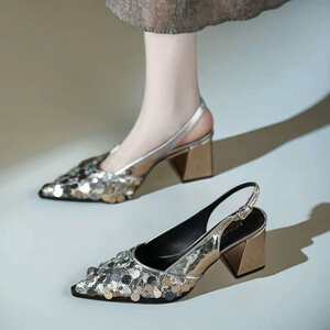 
Jingle Baotou Sandals Women's New Summer Fairy Style Skirt Fashion Pointed Thick Heel High Heel Slippers