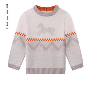 
[100 Pure Cashmere] ETTOI Edova Children's Sweater Boys' Round Neck Warm Knitted Sweater Winter New Style