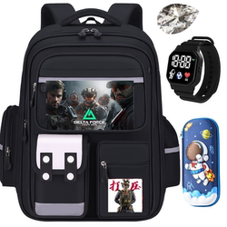 Delta School Bag for Primary School Boys from Grades One to Six, Spine-Protecting and Burden-Reducing Backpack with Large Capacity and Multiple Compartments