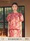 Tingtang New Chinese Style Shirt Women's National Style Niche Red Printed Puff Short Sleeve Chic Textured Top High-end