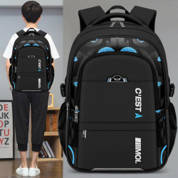 Boys' Large-Capacity Schoolbags for Grades Three to Six, Pressure-Reducing and Spine-Protecting, Junior High School Boys and Kidsren's Lightweight Backpacks