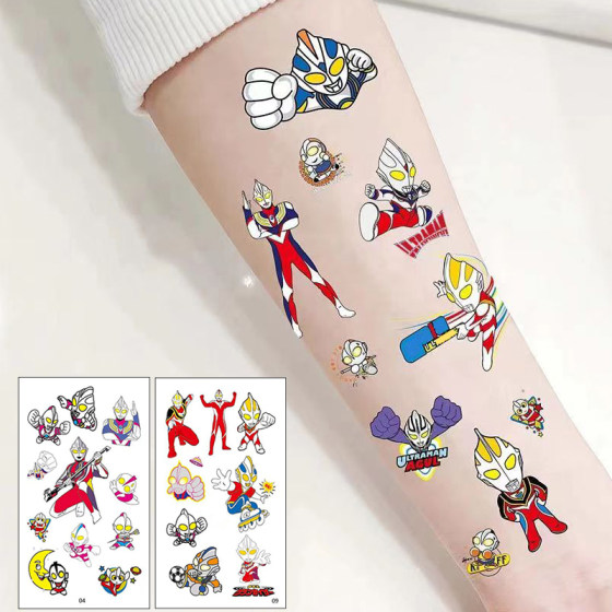 
10 sheets of boys superhero tattoo stickers children's water transfer paintings safe waterproof kindergarten reward sticker paintings