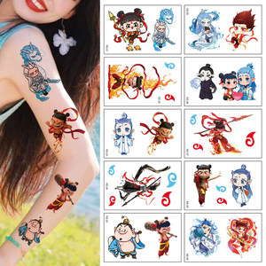30 Nezha children's tattoo stickers safe waterproof boy and girl baby kindergarten cute Zha'er water transfer stickers