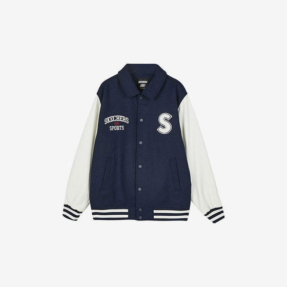 
Skechers/Skechers genuine FASHION men's letter printed woven lapel jacket cotton jacket
