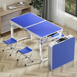 Folding Table for Night Market Stalls, Simple Household Table, Outdoor Aluminum Alloy Camping Picnic Folding Table and Chairs