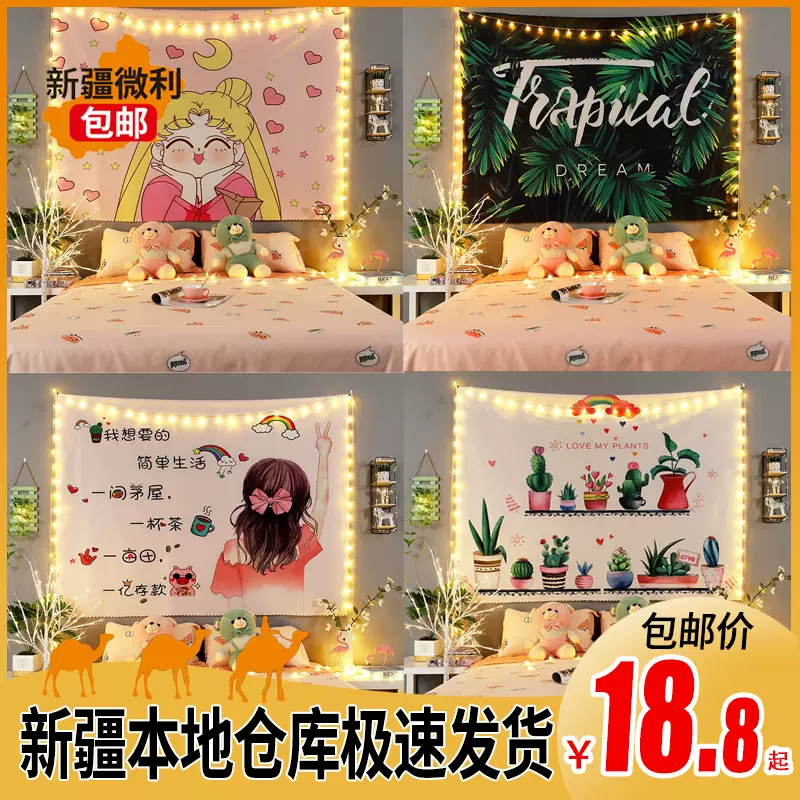 新疆包邮背景布挂布挂毯抖音主播卧室宿舍房间布置床