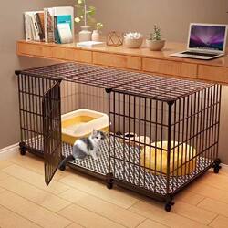 Cat Cage for Home Use, Indoor, Extra Large Free Space with Integrated Toilet, Special for Kittens, Two-Story Cat House Villa