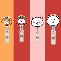Cute Cartoon Self-Deprecating Bear Nurse Badge Clip Retractable Card Holder Id Badge Easy-Pull Clip Work Badge