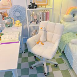 Home Computer Chair, Comfortable for Long Sitting, Dormitory Stool, Student Writing Desk Chair, Bedroom Girls' Chair with Backrest, Adjustable Height Swivel Chair