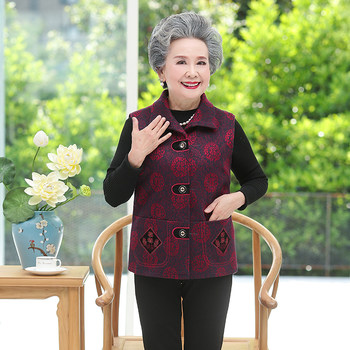 Grandma spring vest vest, old man clothes outer clothing girl
