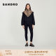 SANDRO Outlets Women's French Fashion Contrast Leopard Print Spliced ​​Zipper Jacket SFPBL00739