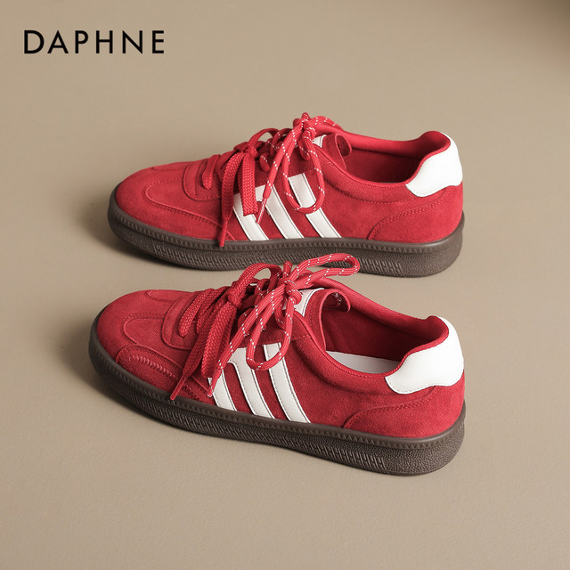 Daphne red moral training shoes women's autumn and winter shoes 2025 new sports shoes retro thick-soled commuter versatile sneakers
