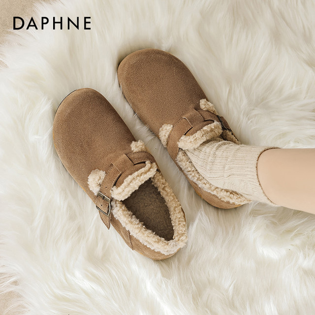 
Daphne plus velvet Birkenstock shoes for women 2025 new autumn and winter cotton shoes Birkenstock warm snow boots slip-on shoes