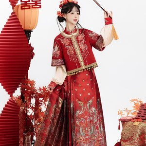 
[Fengming] Red Horse Face Dress Wedding Suit Original Hanfu Women 2026 New Spring and Summer Engagement Toast Suit