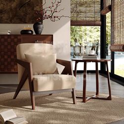 Wabi-Sabi Style Richard Single Sofa Table and Chair Set for Living Room Balcony Small Leisure Reading Lazy Chair for Guesthouse