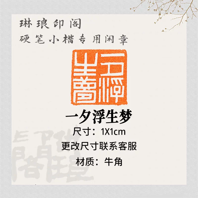 一夕浮生夢書法硬筆小楷篆刻1釐米閒章書畫作成品章書法檢定考試刻字-Taobao