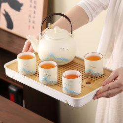 Forbidden City Cultural and Creative Products Thousand Miles of Rivers and Mountains Tea Set Household Large Capacity Teapot and Cup Complete Set Souvenir Gift Ceramic Gift