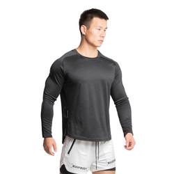 Buffbody Quick-Drying Long-Sleeved T-Shirt for Men, Heavyweight 300g Sports High-Elastic Breathable Slim-Fit Fitness Running Top