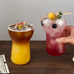 Niche Design Glass Cup, Iced Americano Coffee Cup, Breakfast Milk Cup, Juice Cold Drink Cup, Cold Brew Water Cup