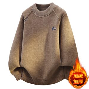 
One-piece velvet embroidered round neck sweater for men, velvet and thickened winter warm top, winter clothing for men, inner layering shirt