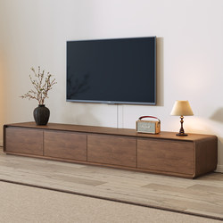 2026 New Model Floor-Standing Tv Cabinet and Coffee Table Set for Living Room, Home Use, Solid Wood, Mid-Century Style, Walnut Color Tv Cabinet