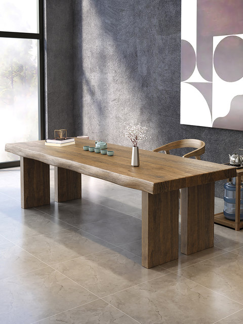 New Chinese-Style Solid Wood Large Tea Table and Chair Set, Long Bench ...