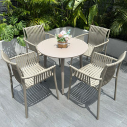 Outdoor Table and Chair Combination Rest Area Milk Tea Shop Coffee Negotiation Round Table Popular Open-Air Outdoor Area Leisure Balcony