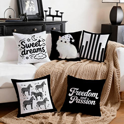 Minimalist Style Black and White Throw Pillow, Light Luxury Geometric Cushion for Living Room Sofa, Nordic Simple Backrest, Removable and Washable