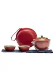 bình pha trà Shishi Ruyi một nồi hai cốc du lịch bộ ấm trà Trung Quốc gốm sứ đỏ lưu trữ di động bộ ấm trà nhanh chóng tách trà cốc uống trà có nắp đậy Trà sứ