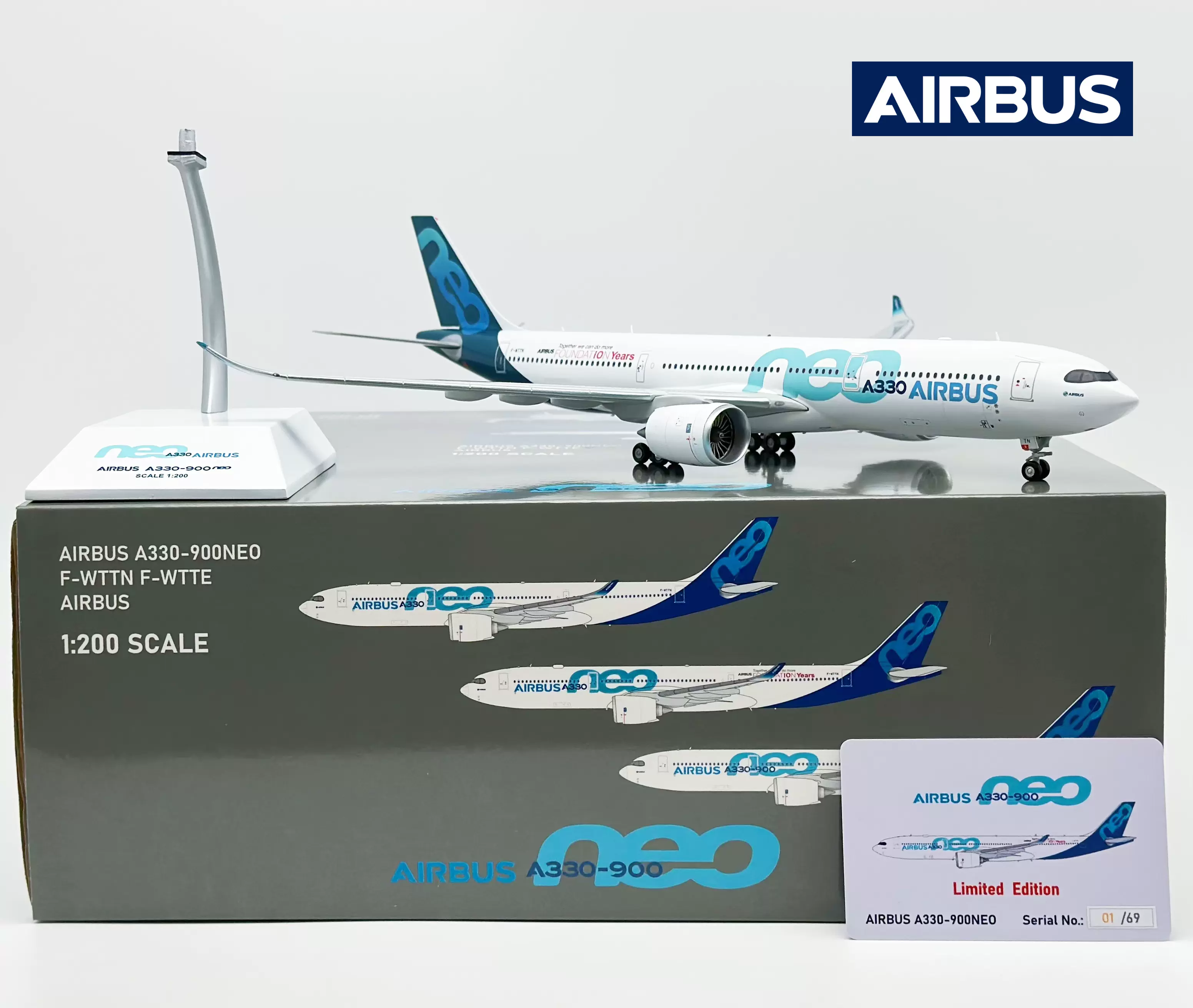 JC 空客A330-900NEO 1:200合金飞机模型A339 FOUNDAT10NYears首飞-Taobao
