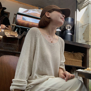 
333ssss loose feeling pull-up full beige loose thick rod needle hollow pullover curly sweater sweater sweater women autumn