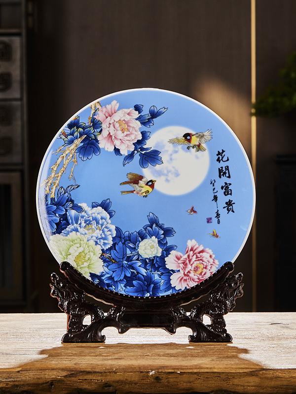景徳鎮　お皿　インテリア　飾り皿　中国 中国 景徳鎮 4.5寸皿 花 ｜ みんげい おくむら （日本と世界の民芸）