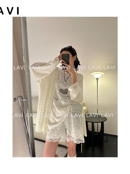 韩版松弛感套装女印花长袖上衣减龄穿搭一整套新款外搭网格马甲潮