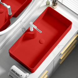 Ceramic Countertop Basin Large Capacity Wash Basin Wash Basin Rectangular Red Basin Wash Basin Basin Sink