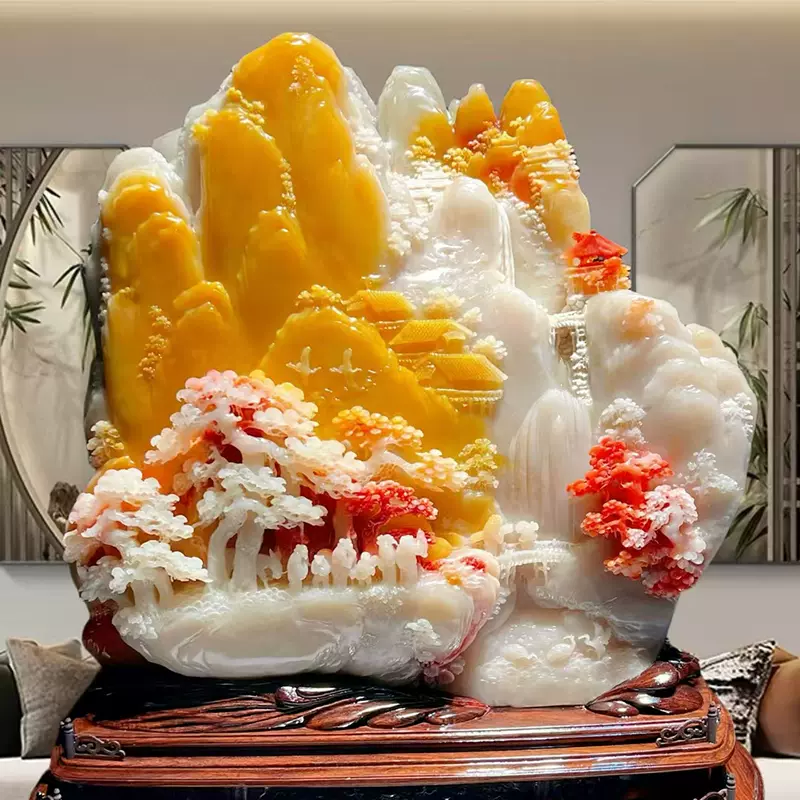 □大成古美術□寿山石 芙蓉石彫刻 人物物語山子置物 （検）金石篆刻