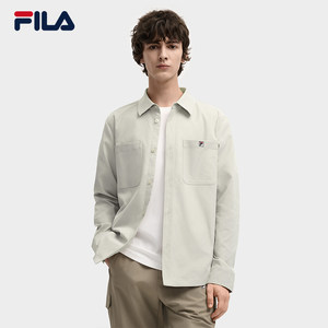 
FILA official men's woven long-sleeved shirt 2025 winter new fashion simple casual comfortable top