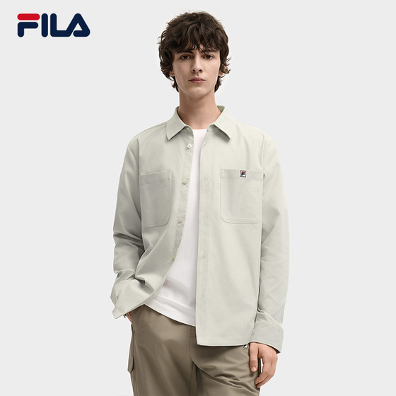
FILA official men's woven long-sleeved shirt 2025 winter new fashion simple casual comfortable top