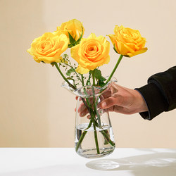 Internet-Famous ins Vase-Style Ornament for Living Room, Simple Glass Transparent Flower Arrangement, Hydroponic Flower Arrangement, Fresh Flowers, Nordic Style