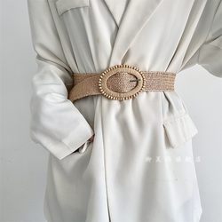 Bohemian Ethnic Style Belt for Women, Suitable for Dresses, Decorative Woven Wide Waistband, Hemp Rope Belt, Versatile and Fashionable