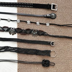 Woven High-End Black Belt for Women, Decorative Ethnic Style Bohemian Belt for Skirts, Waist Cincher, Jeans Belt