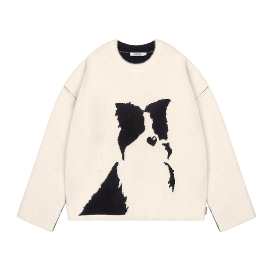 Canotwait 犬柄ニットセーター - 男女兼用プルオーバー