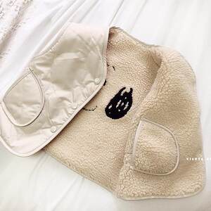
Children's reversible vest autumn and winter tops for boys and girls thickened lamb wool cartoon vest baby warm cotton vest